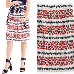 J. Crew Berry Print Pleated Skirt